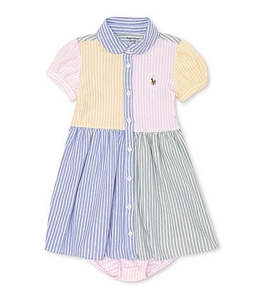 Image of Ralph Lauren Baby Girls 3-24 Months Short-Sleeve Color Block Fun Shirt Dress