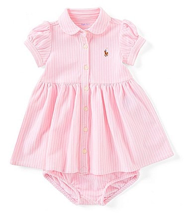 Image of Ralph Lauren Baby Girls 3-24 Months Stripe Knit Oxford Dress & Bloomers Set