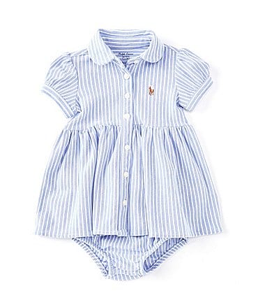 Image of Ralph Lauren Baby Girls 3-24 Months Stripe Knit Oxford Dress & Bloomers Set