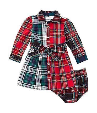 Image of Ralph Lauren Baby Girls 9-24 Months Long-Sleeve Plaid Fun Shirtdress