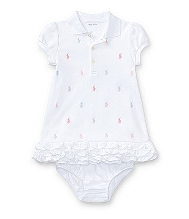 Image of Ralph Lauren Childrenswear Baby Girls 3-24 Months Schiffli Embroidered Polo Dress
