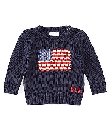 Image of Ralph Lauren Baby Boys 3-24 Months Long Sleeve American Flag Sweater