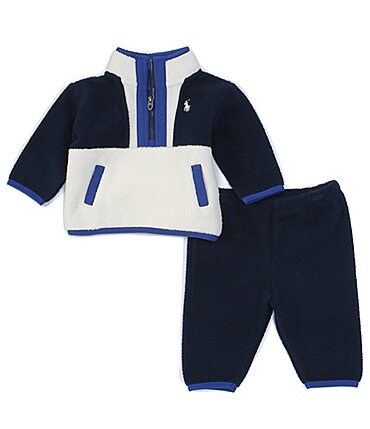 Image of Ralph Lauren Childrenswear Baby Boys 3-24 Months Long-Sleeve Fleece Pull-Over & Pants Set