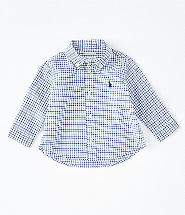 Image of Ralph Lauren Childrenswear Baby Boys 3-24 Months Long-Sleeve Tattersall Plaid Shirt