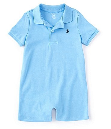 Image of Ralph Lauren Baby Boys 3-24 Months Short Sleeve Polo Interlock Shortall