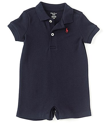 Image of Ralph Lauren Baby Boys 3-24 Months Short Sleeve Polo Interlock Shortall