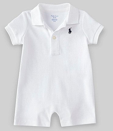Image of Ralph Lauren Childrenswear Baby Boys 3-24 Months Short-Sleeve Polo Interlock Shortall