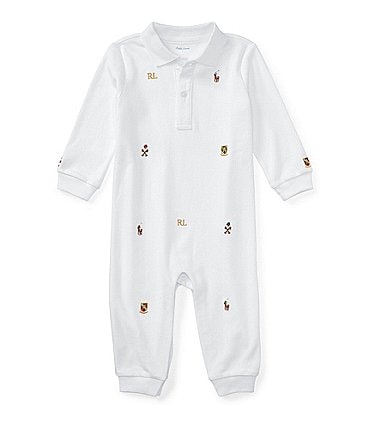 Image of Ralph Lauren Childrenswear Baby Boys Newborn-12 Months Embroidered Schiffli Coverall