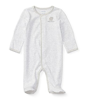 Image of Ralph Lauren Baby Newborn-9 Months Long Sleeve Striped Footed Coverall