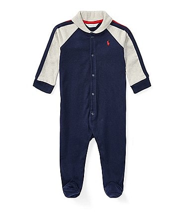 Image of Ralph Lauren Baby Boys Newborn-9 Months Shawl Collar Footed Coverall
