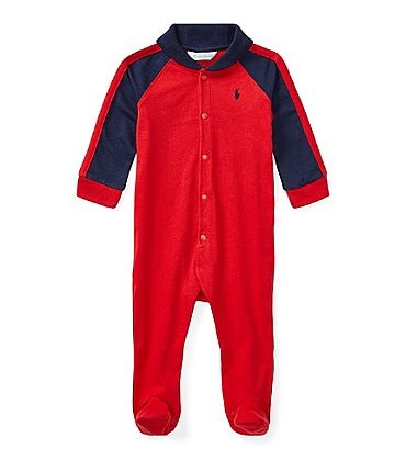 Image of Ralph Lauren Childrenswear Baby Boys Newborn-9 Months Shawl Collar Footed Coverall