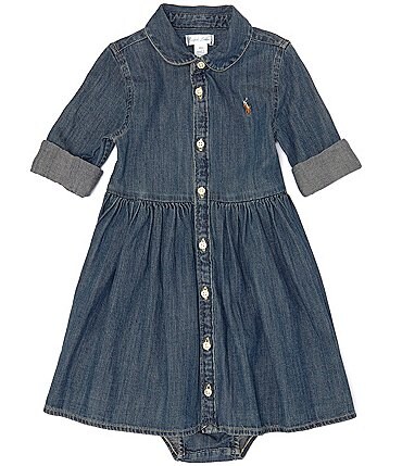 Image of Ralph Lauren Baby Girls 3-24 Months Denim Shirt Dress