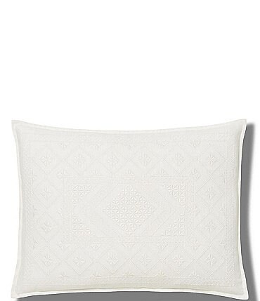 Image of Ralph Lauren Elisabetta Bedding Collection Lillian Embroidered Geometric Motif Throw Pillow