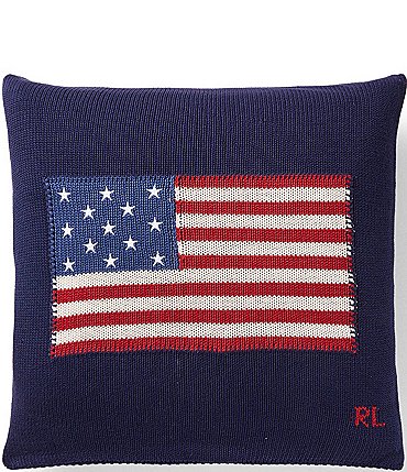 Image of Ralph Lauren Knit Flag Throw Pillow