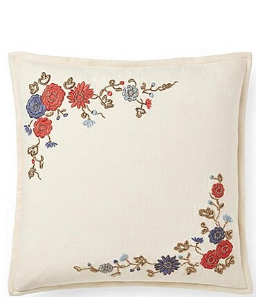 Image of Ralph Lauren Remy Macall Embroidered Floral Square Pillow