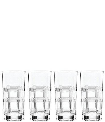 Image of Reed & Barton Hudson Crystal Tailored Paid-Cut Design Highball Glasses, Set of 4