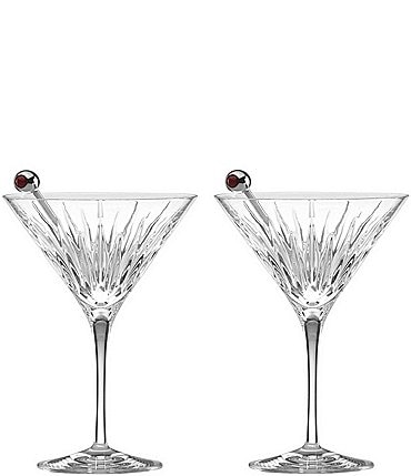 Image of Reed & Barton Soho Martini Glasses with Olive Picks, Set of 2
