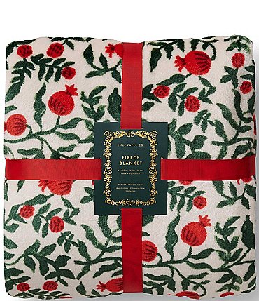 Image of Rifle Paper Co. Christmastide Pomegranate Fleece Throw Blanket