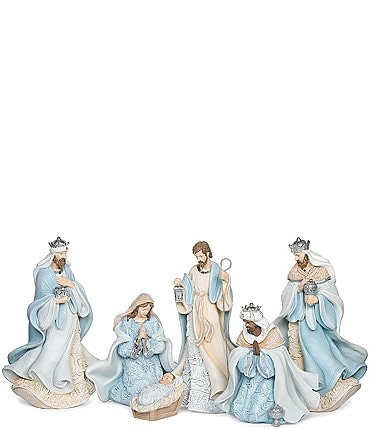 Image of Roman 6-Piece Nativity Set with Leaf Patterned