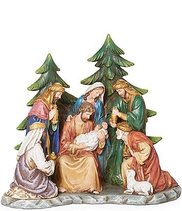 Image of Roman 6.5 Inch Pine Tree Nativity Scene Figurine