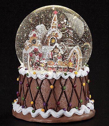 Image of Roman Gingerbread Town Musical LED Swirl Glitter Dome
