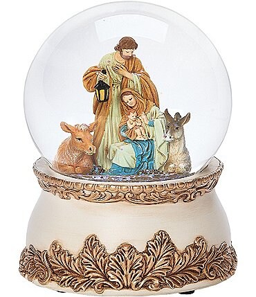 Image of Roman Holy Family & Animals Musical Wind-Up Glitter Dome