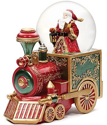 Image of Roman Musical Santa on Train Glitterdome Snow Globe
