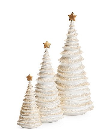 Image of Roman Star Topped Glitter Frosted Christmas Tree 3-Piece Set