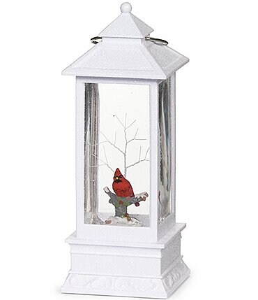 Image of Roman White Lighted With Red Cardinal LED Lantern
