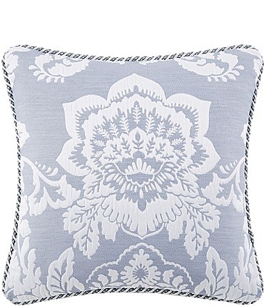 Image of Rose Tree Woven Floral Damask & Braided Textural Decorative Square Pillow