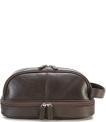 Image of Roundtree & Yorke Bottom Zip Leather Travel Kit