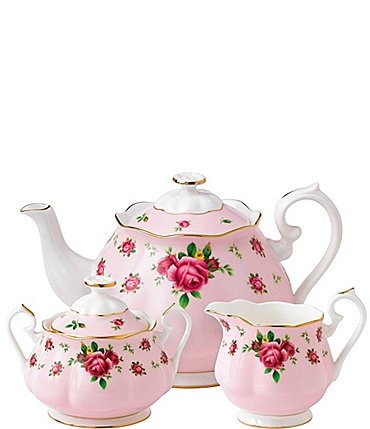 Image of Royal Albert New Country Roses Pink Vintage 3-Piece Tea Set