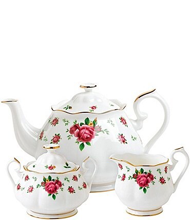 Image of Royal Albert New Country Roses White 3-Piece Tea Set