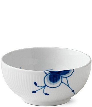 Image of Royal Copenhagen Blue Fluted Mega Floral Pattern Porcelain 1 Pint Serving Bowl