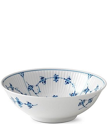 Image of Royal Copenhagen Blue Fluted Plain Floral Motif Pattern Porcelain Cereal Bowl