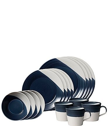 Image of Royal Doulton Bowls of Plenty Dark Blue 16-Piece Dinnerware Set