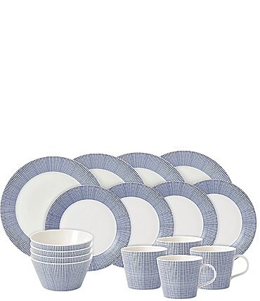 Image of Royal Doulton Pacific Blue Dots 16-Piece Dinnerware Set