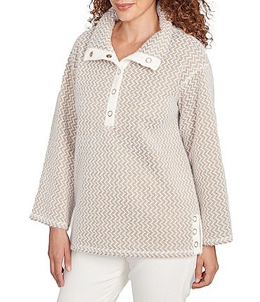 Image of Ruby Rd. ZIG-Zag High Mock Neck Long Sleeve Knit Top