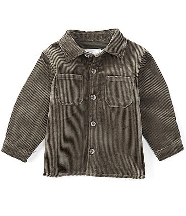 Image of Scene&Heard Baby Boys 12-24 Months Solid Flannel Long Sleeve Shacket