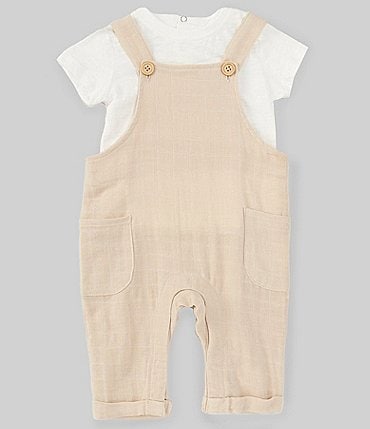 Image of Scene&Heard Baby Boys 3-24 Months Round Neck Two-Piece Linen Jumper