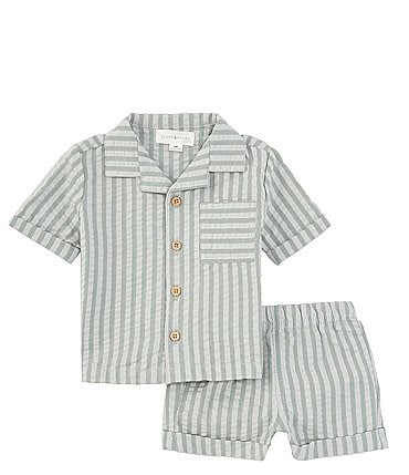 Image of Scene&Heard Baby Boys 3-24 Months Woven Button Down Seersucker Short Set