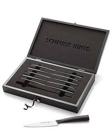Image of Schmidt Brothers Cutlery Carbon 6  6-Piece Steak Knife Set in Wood Box