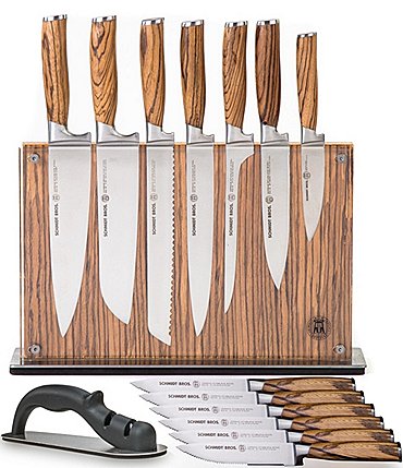 Image of Schmidt Brothers Cutlery Zebra Wood 15-Piece Knife Block Set