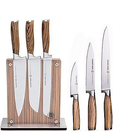 Image of Schmidt Brothers Cutlery Zebra Wood 7-Piece Knife Block Set