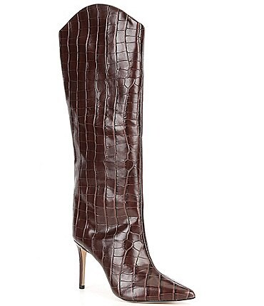 Image of Schutz Maryana Crocodile Embossed Leather Western Tall Boots