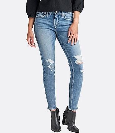 Image of Silver Jeans Co. Elyse High Rise Destructed Skinny Jeans