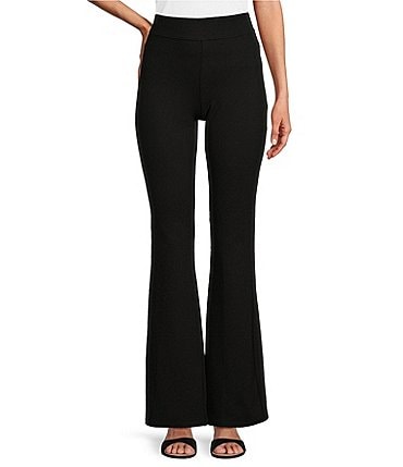 Image of Slim Factor by Investments Ponte Knit Classic Waist Flare Leg Pants