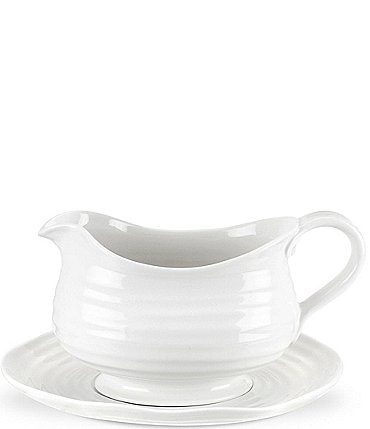 Image of Sophie Conran for Portmeirion White Porcelain Gravy Boat with Stand