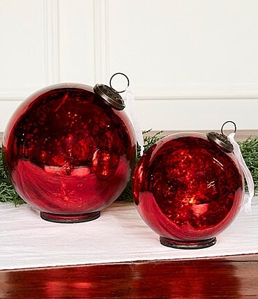 Image of Southern Living A Christmas Classic Collection Red Mercury Glass Ornament Tabletop Decor