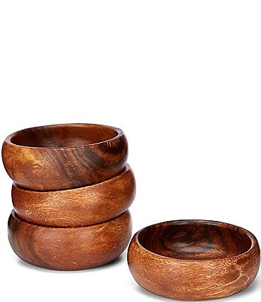 Image of Southern Living Acacia Wood Round Snack Bowls, Set of 4